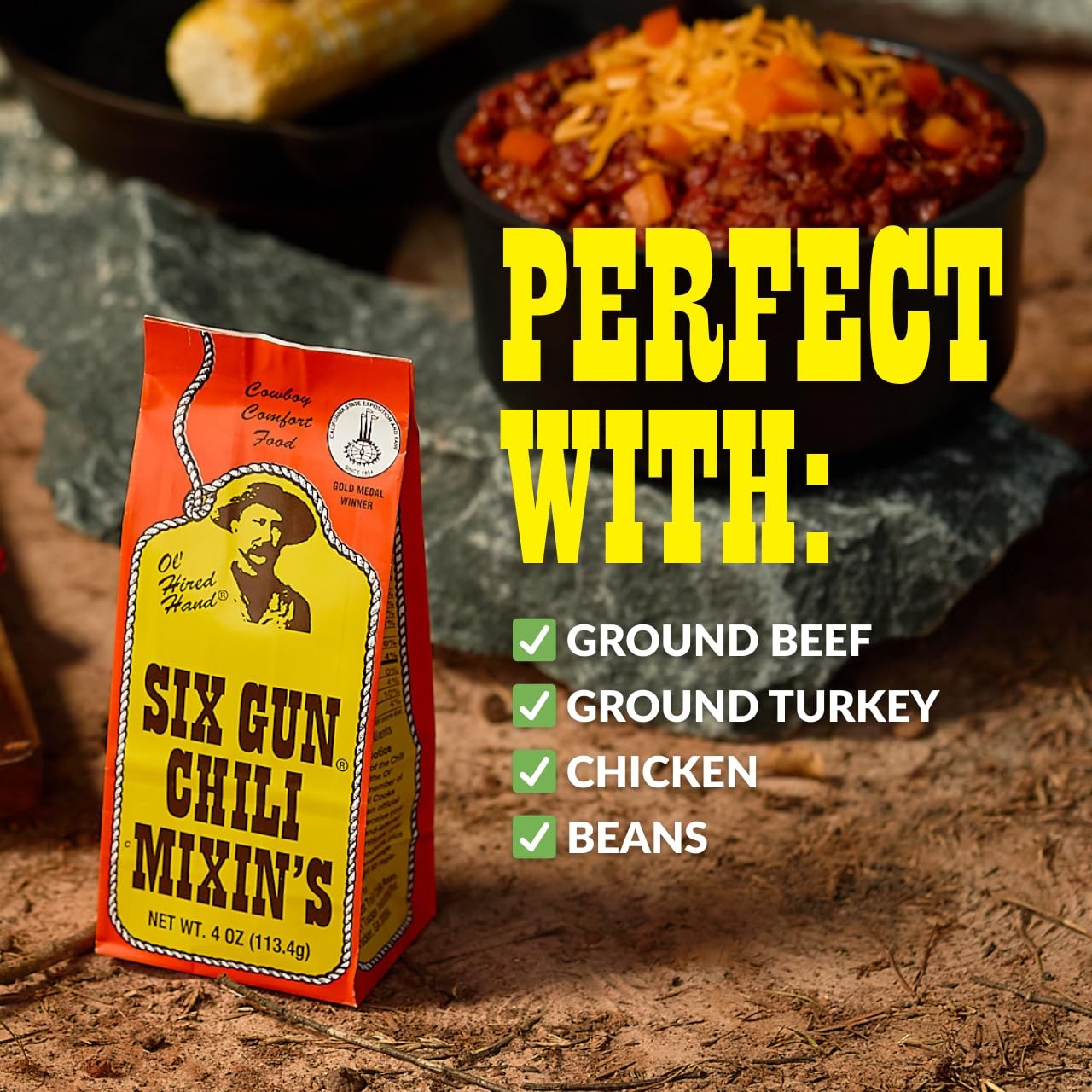 Six Gun Chili Mixin’s Original Seasoning Mix 6 Pack – Authentic 6