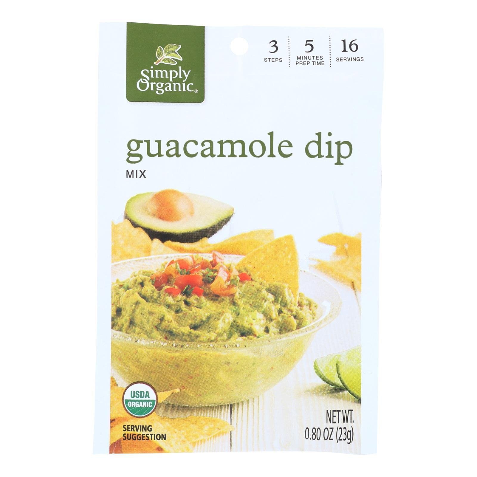 Simply Organic Gluten Free Guacamole Dip Mix 0.8oz Zesty Red Pepper Cilantro