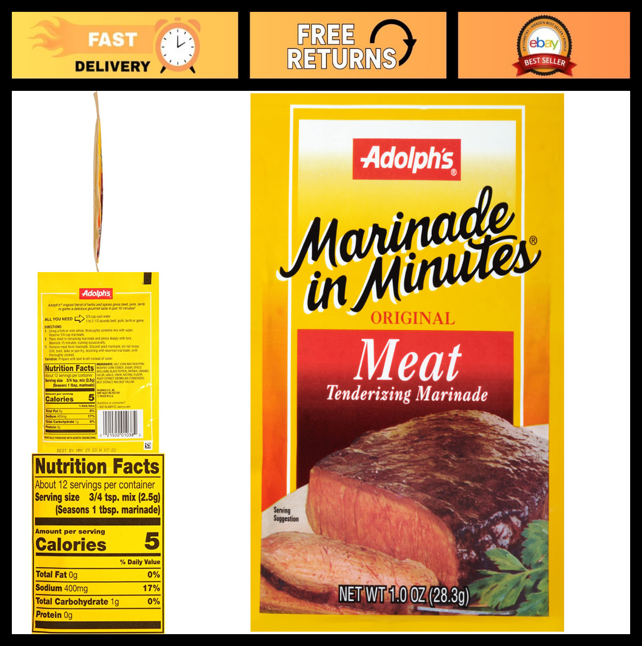 Meat Tenderizing Marinade – Original Flavor, 1oz Pack of 8, BBQ & Grilling Essen