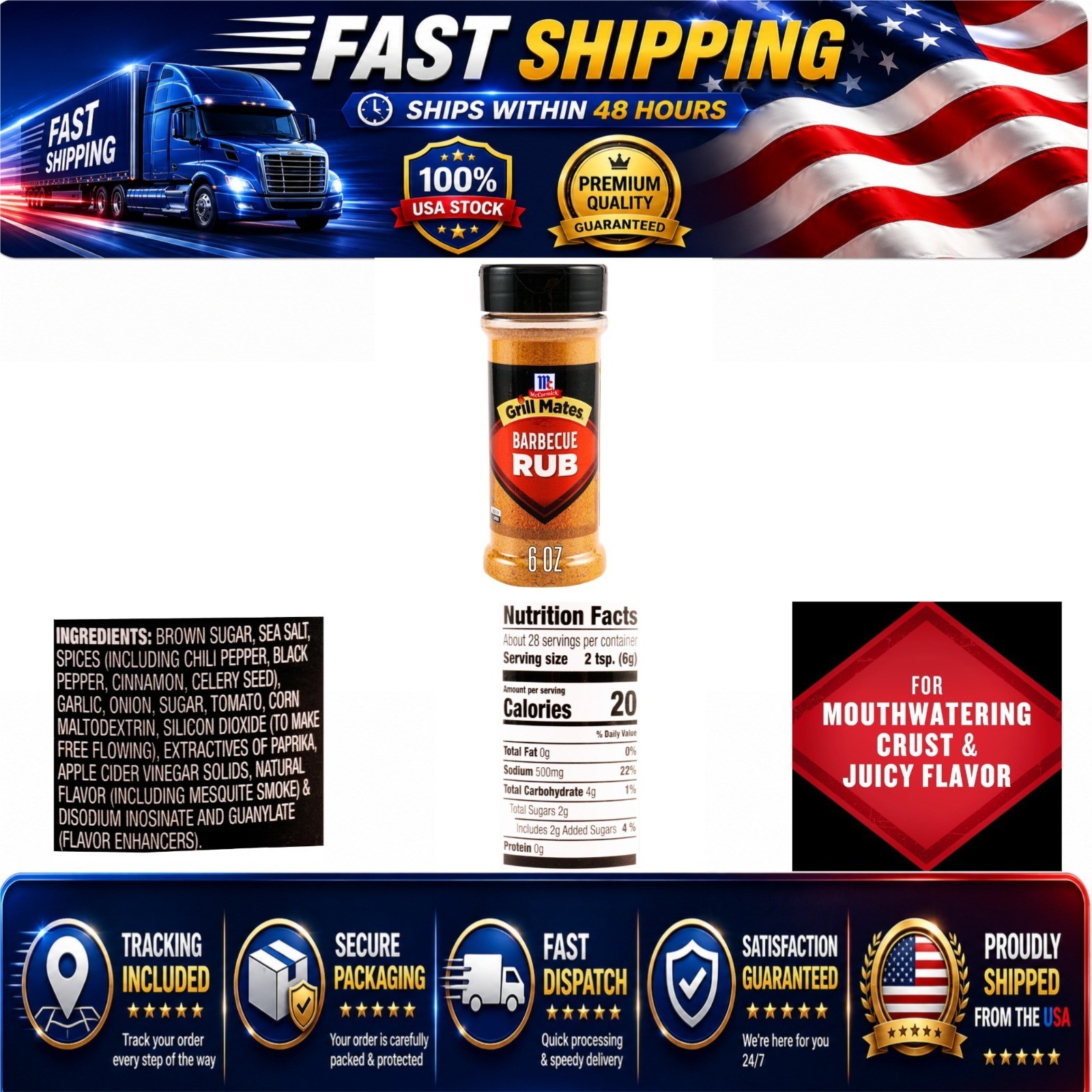 McCormick Grill Mates Barbecue Rub 6 oz – Smoky Flavor Seasoning