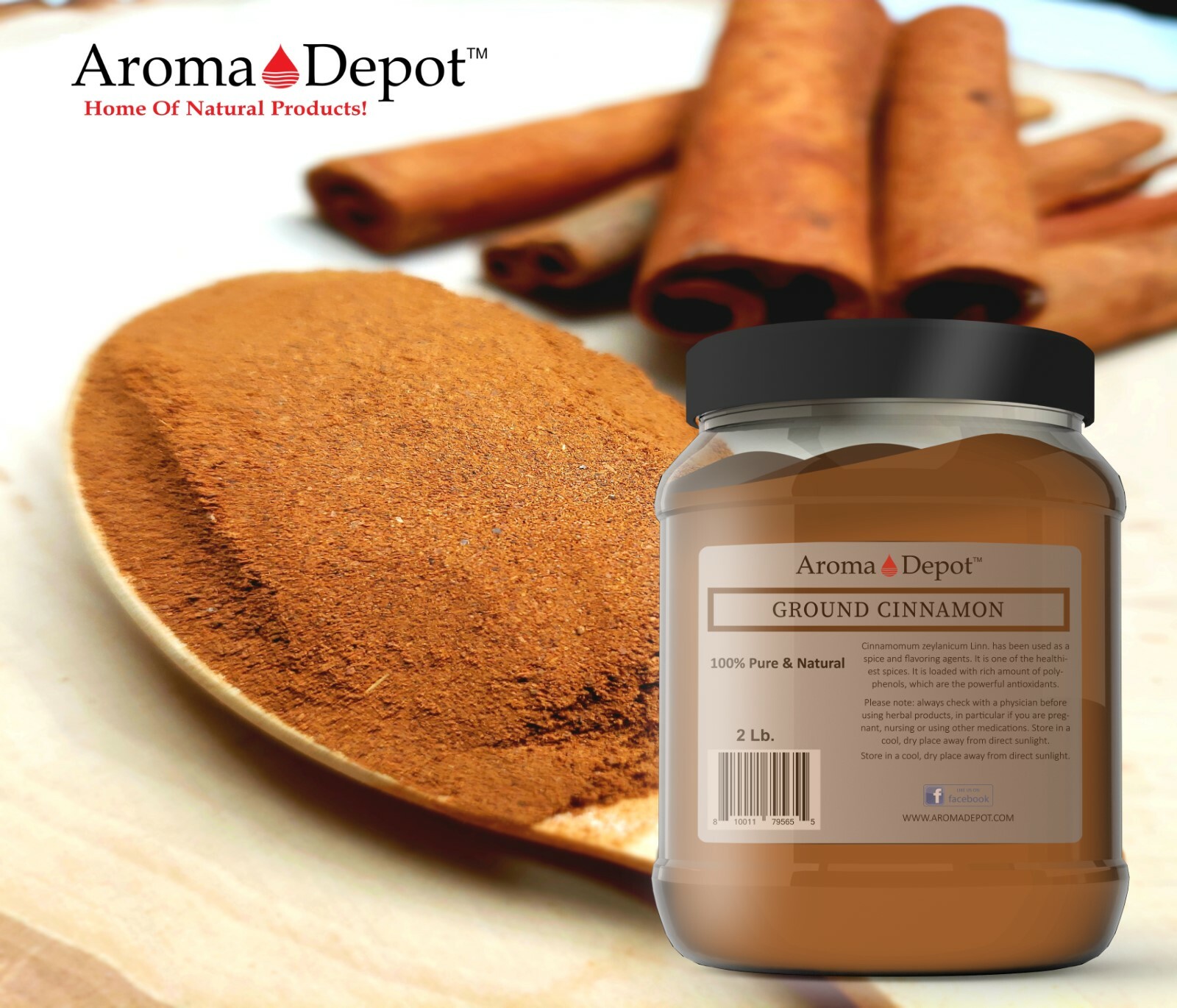 2lb Cinnamon Powder 100% Ground Pure Natural Canela Indonesia Cassia 32oz JAR