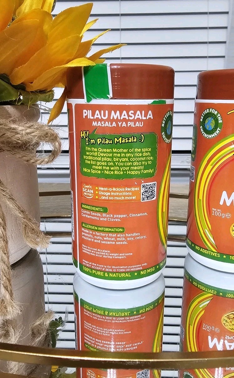 2pk Tropical Heat Kenyan Pure Ground Pilau Masala 100g / 3.53 oz Spice Seasoning