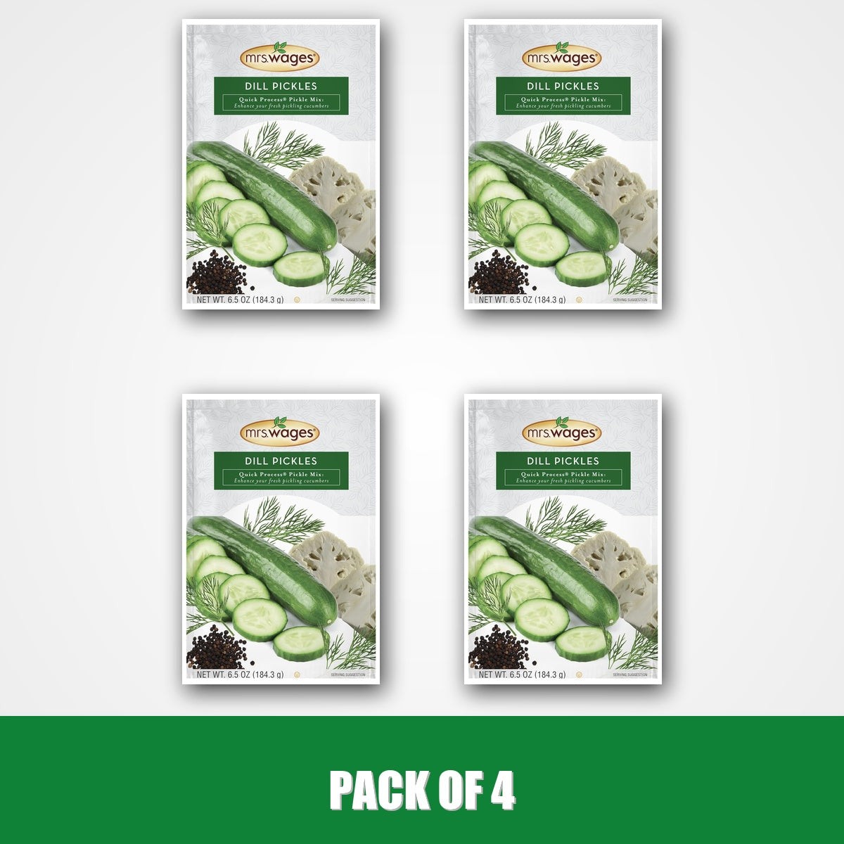 Pack of 4 – Mrs. Wages Dill Pickle Mix | Easy-To-Use | Simple Homemade Mild