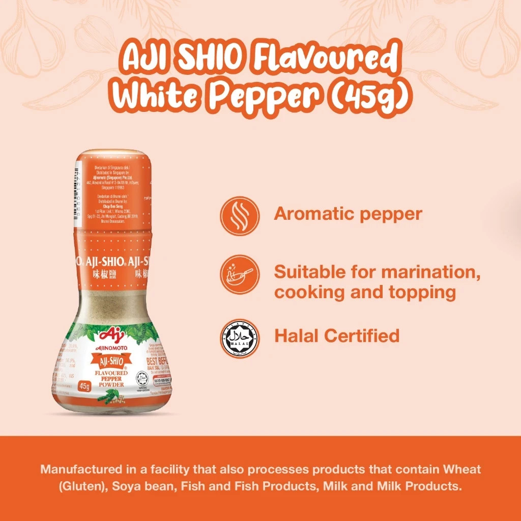 Ajinomoto Aji-Shio Flavoured White Pepper Refill Pack 40g x 6packs