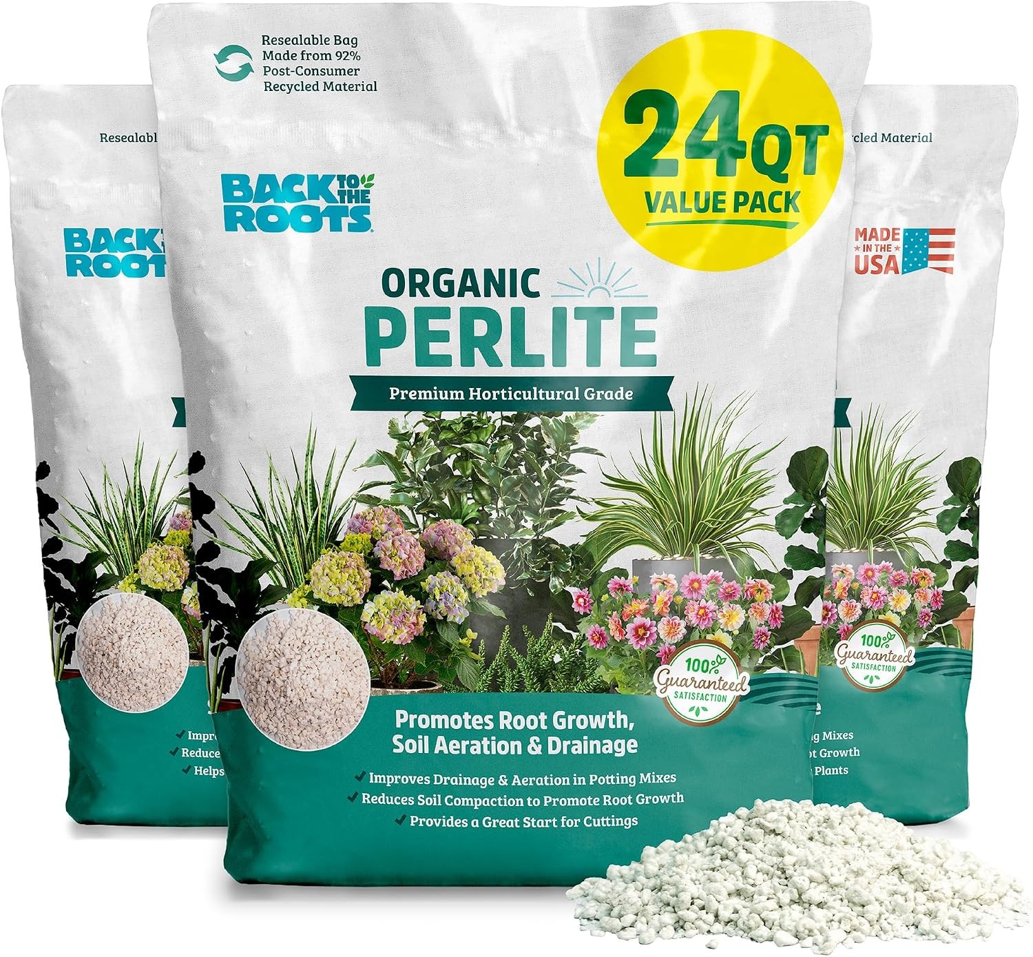 Back to the Roots 100% Organic Perlite (24 qt Value Pack) | Made in the USA | Pr