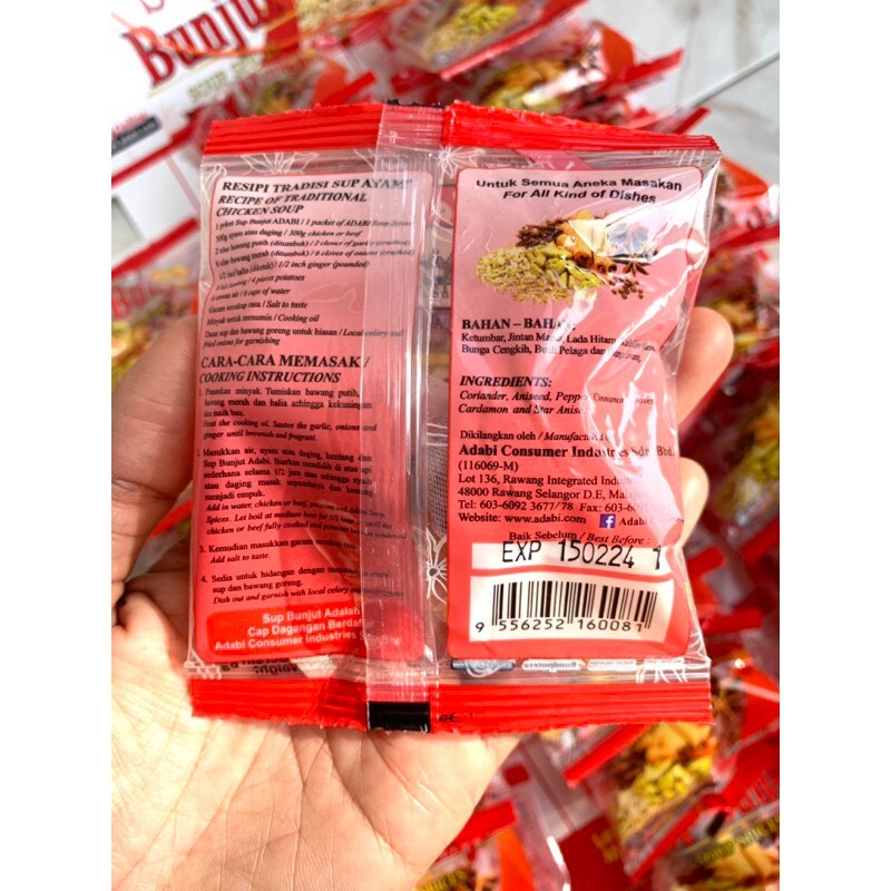 ADABI Sup Bunjut Soup Spices Halal Malaysia 8g x 24 PACKS