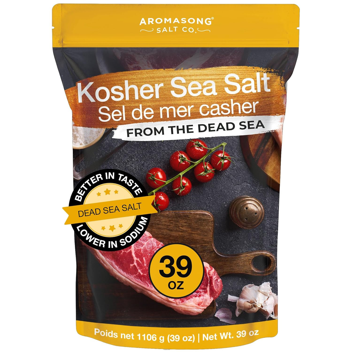 100% Natural Sea Salt, Kosher Salt Grain, Large Bulk 2.43 Lb Resealable Bag, All
