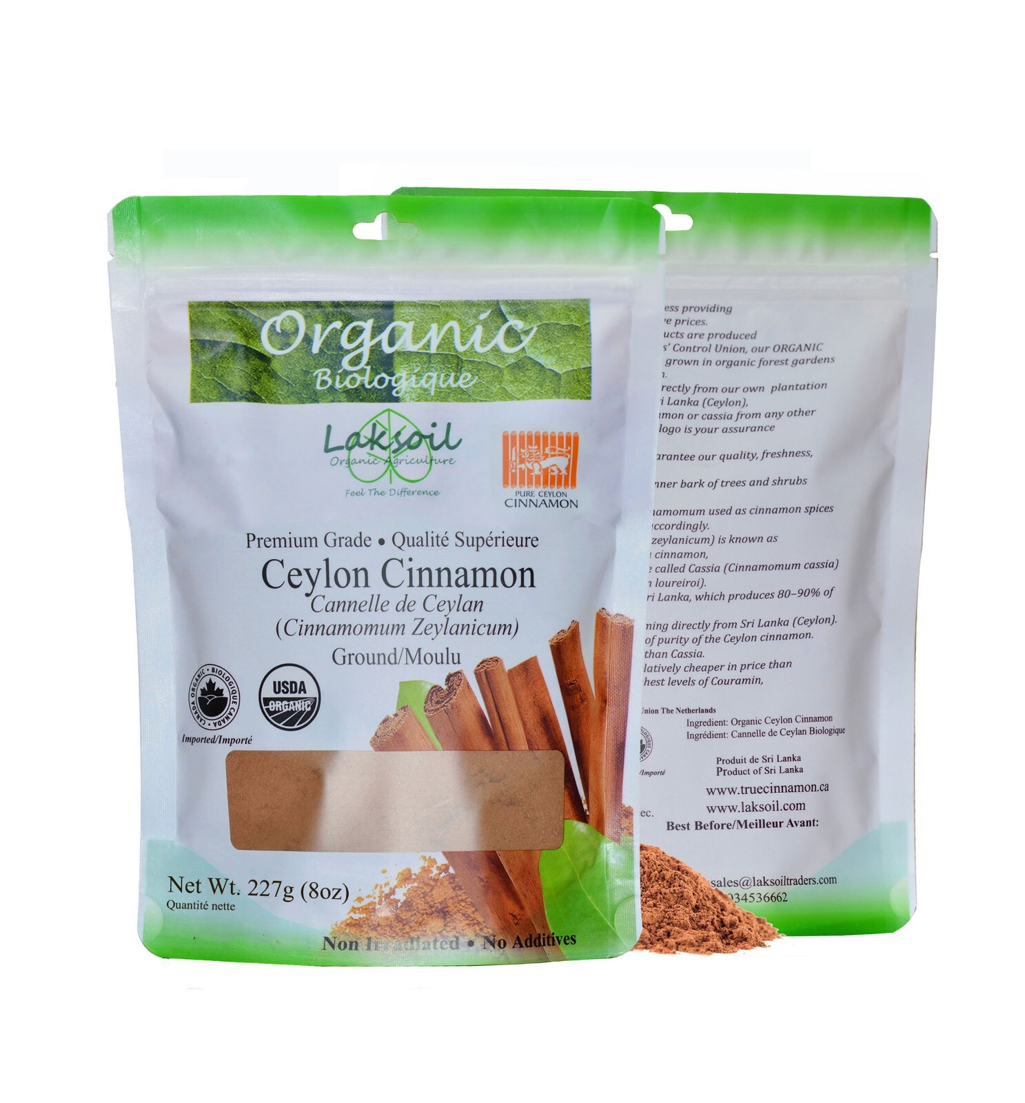 Organic Ceylon Cinnamon POWDER 2LB/908g (4 PACKS of 227g)