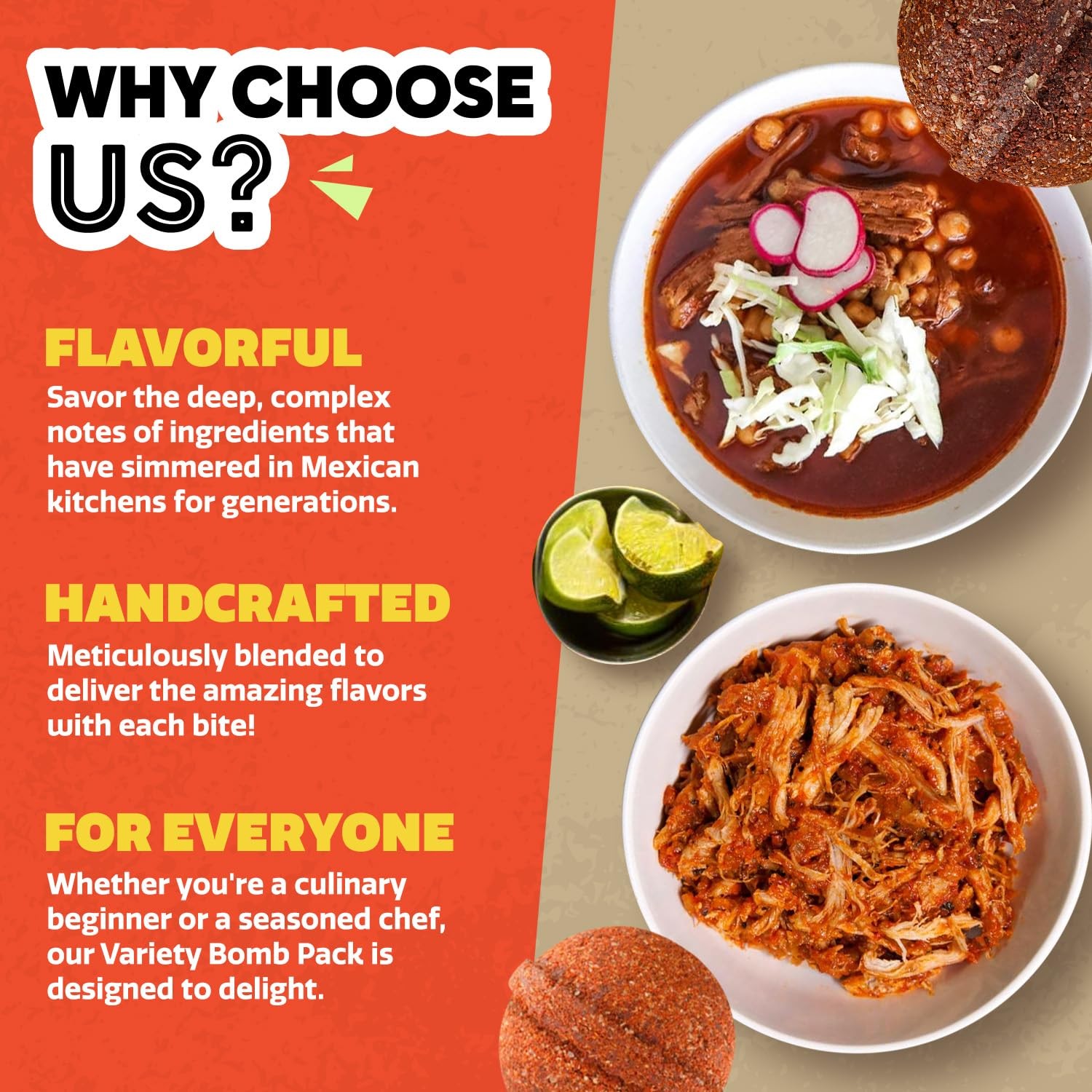 EZ Bombs Variety Pack – Pozole, Tinga & Birria Bomb Seasonings – Authentic…