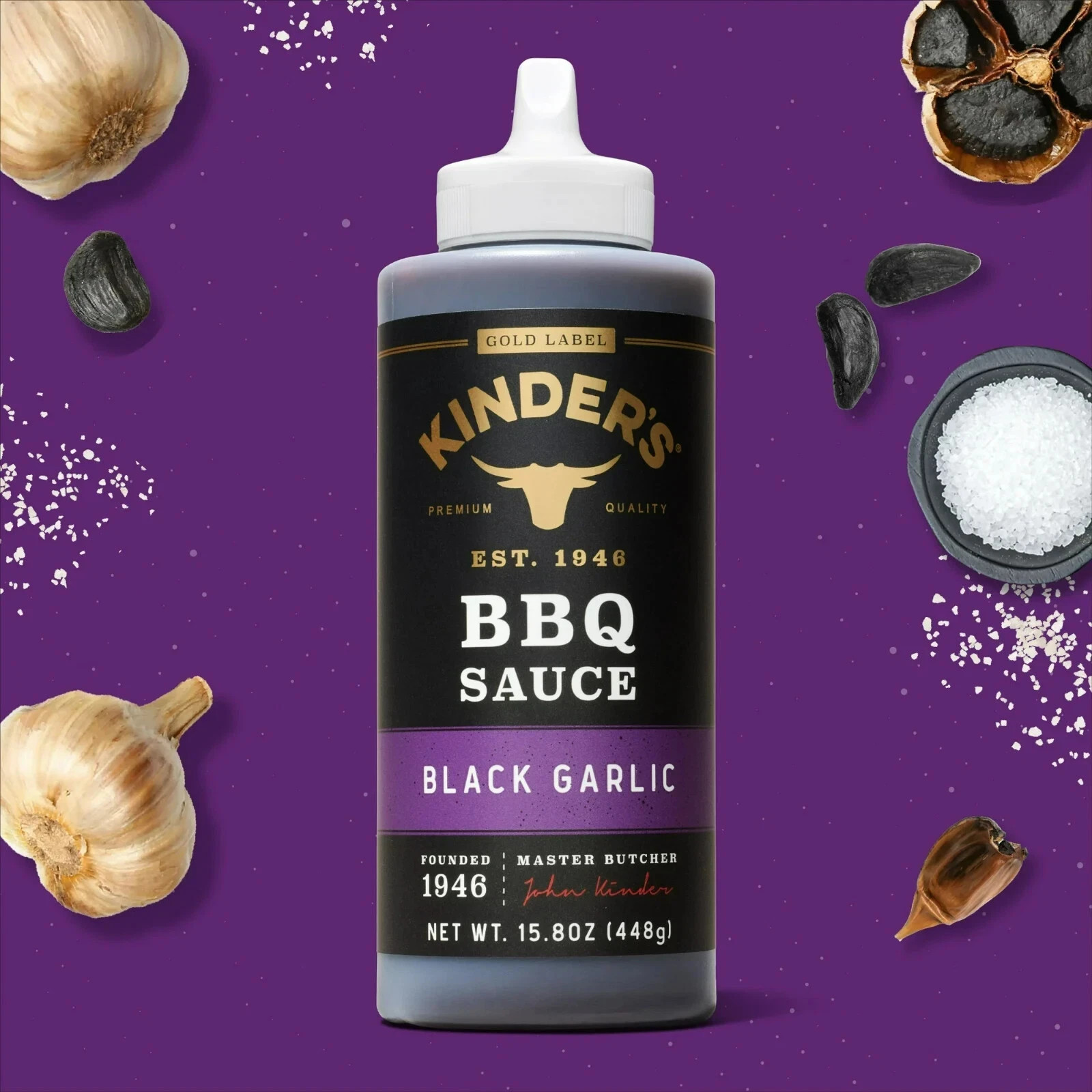 Kinder’s® Black Garlic BBQ Sauce, Marinade, Glaze & Dip 15.8oz (2 Pack) 02/2027