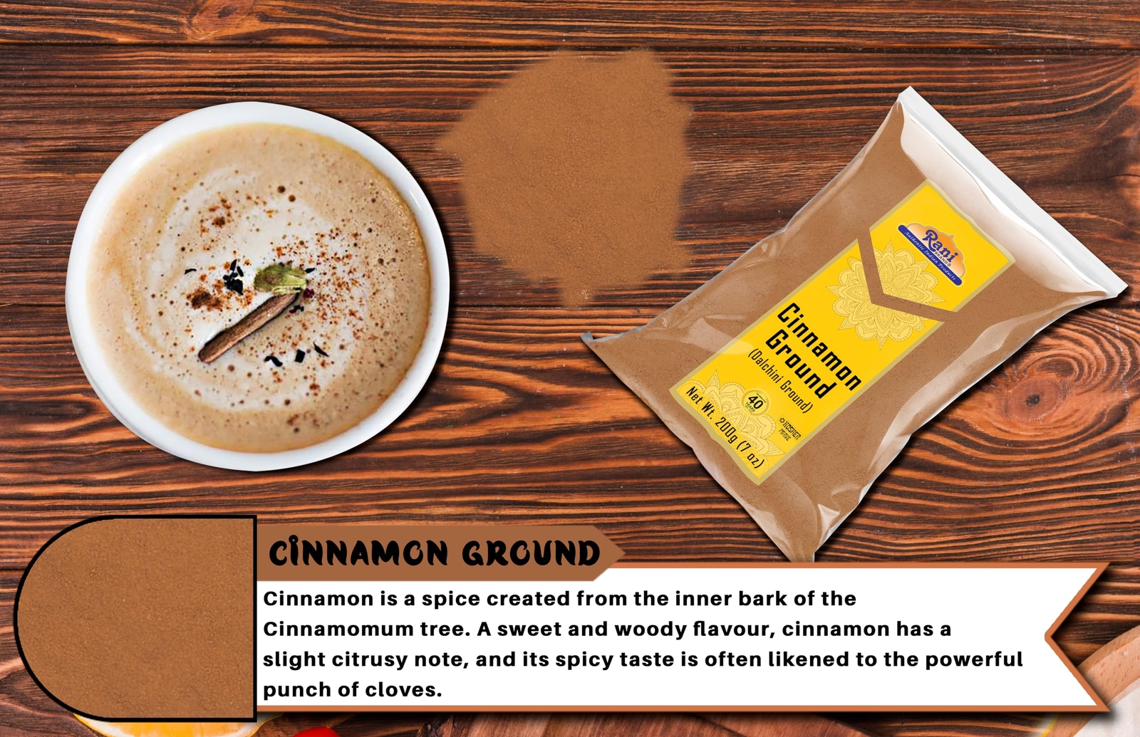 Rani Cinnamon Powder (Ground) Spice 7oz (200g)