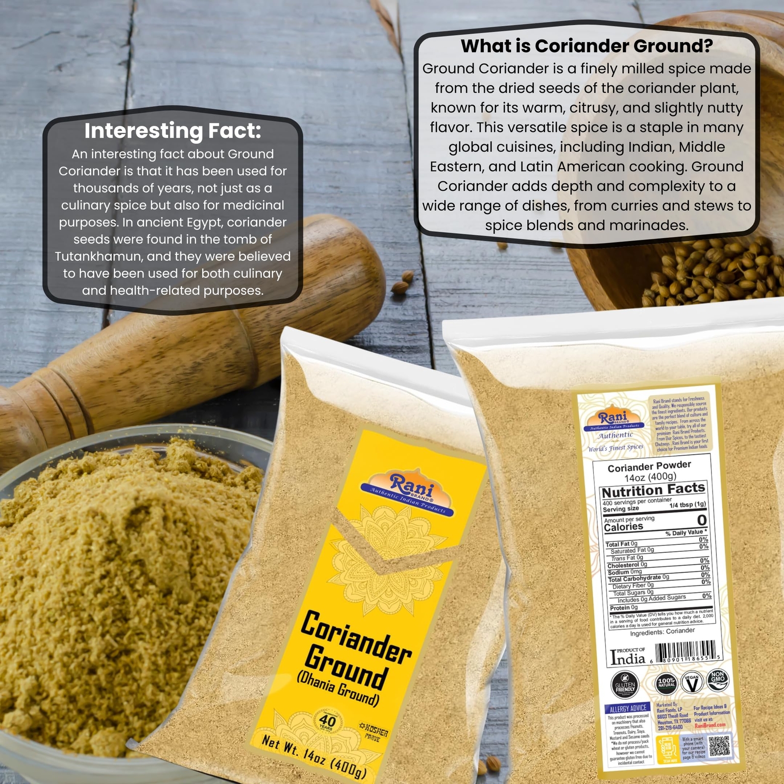 Rani Coriander Ground Powder (Indian Dhania) Spice 14oz (400g)