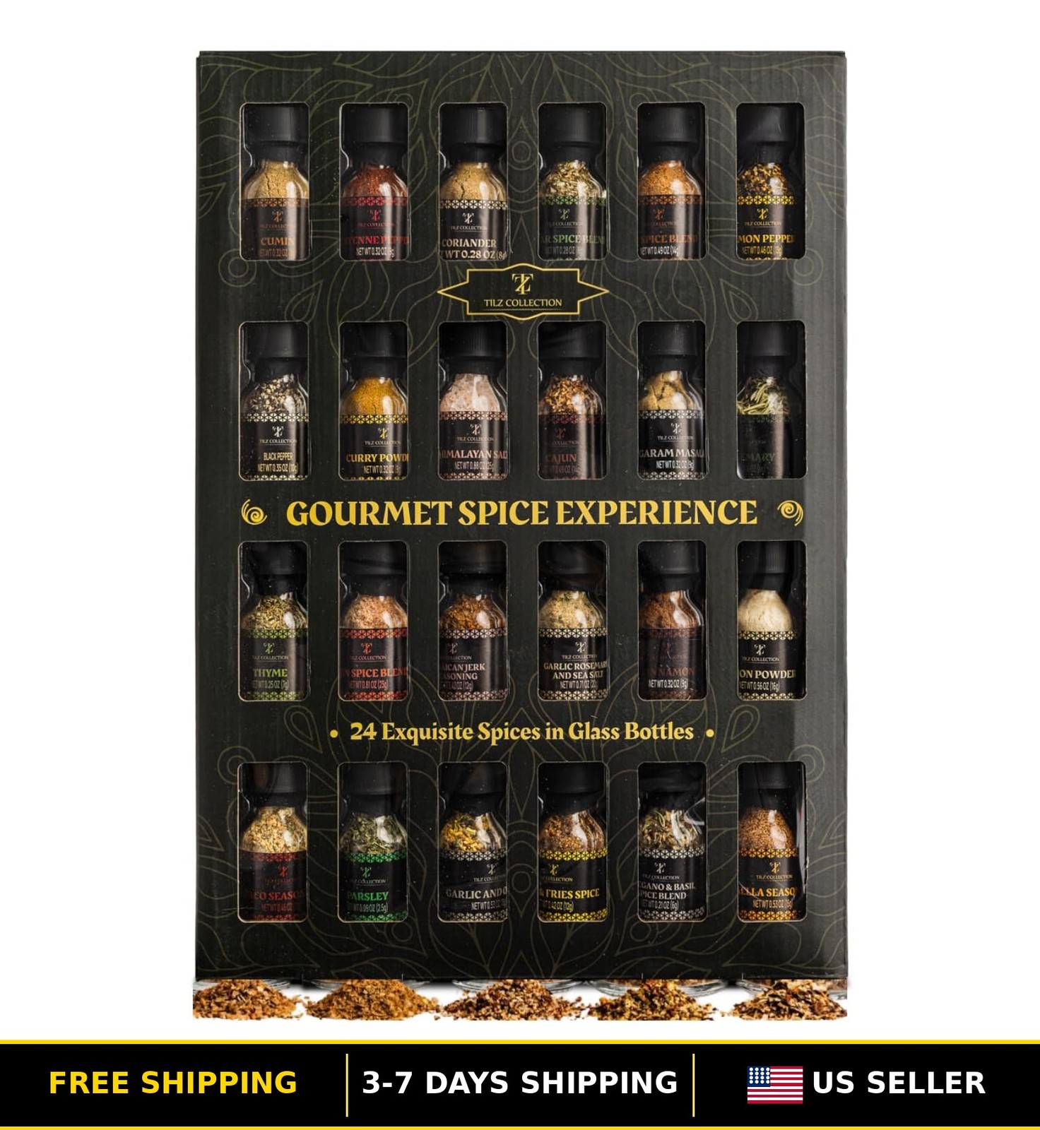 24 Gourmet Spice Collection for Cooking, Grilling, Rubs, and Herbs