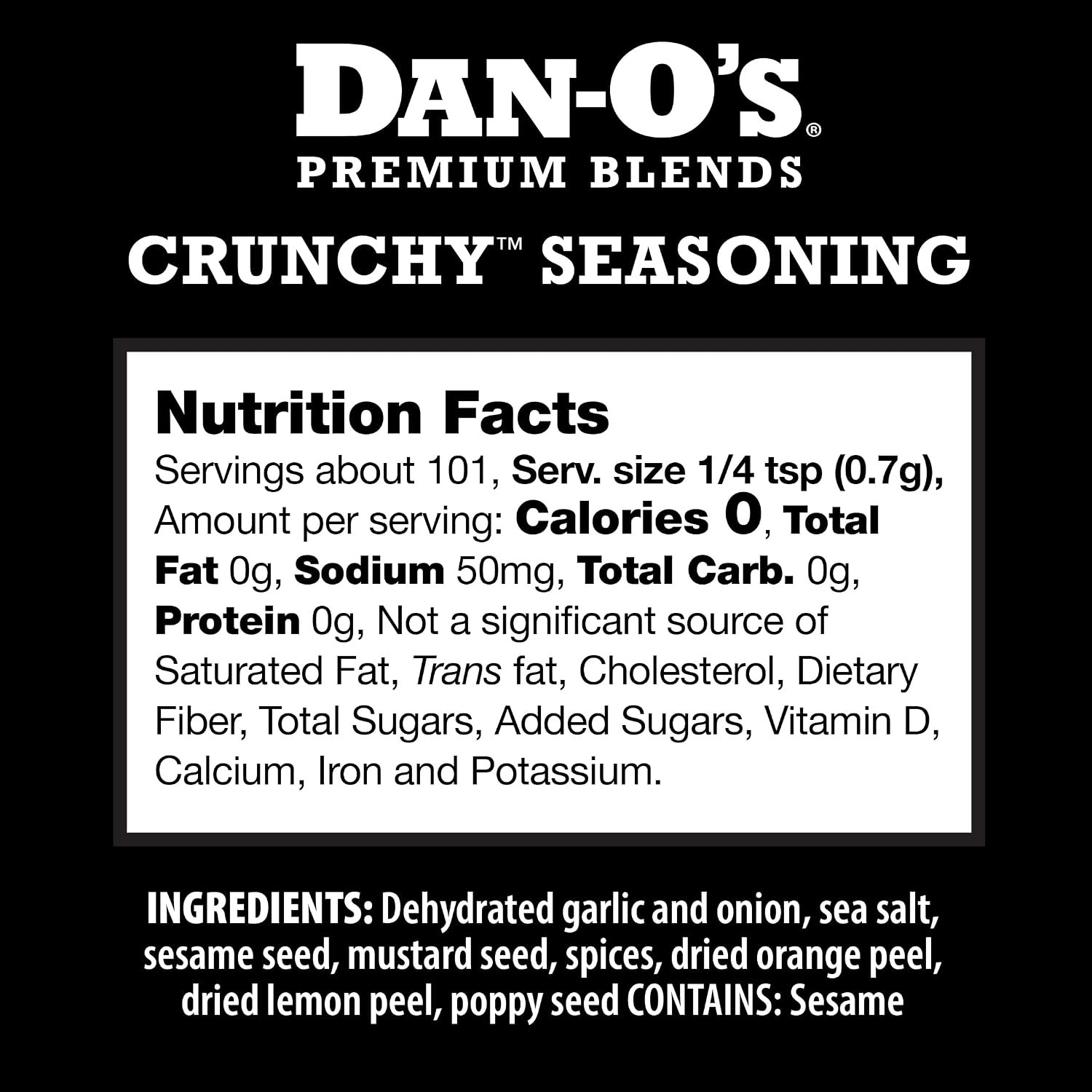 Dan-O’S Crunchy Seasoning, 2.5 Oz Bottle, Everything Seasoning for Fish, Eggs, S
