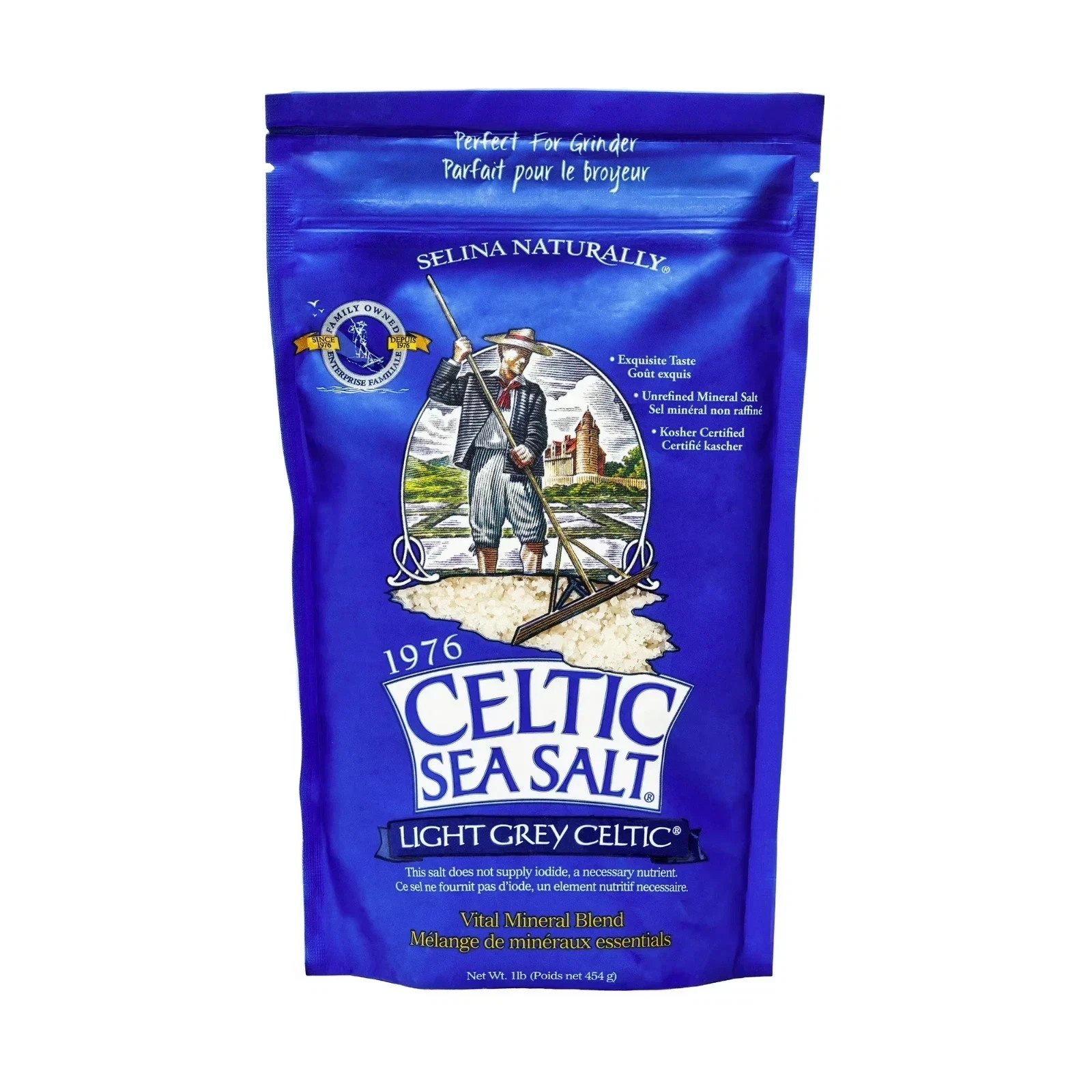 Light Grey Celtic Sea Salt 1 Pound Resealable Bag, 16 Oz