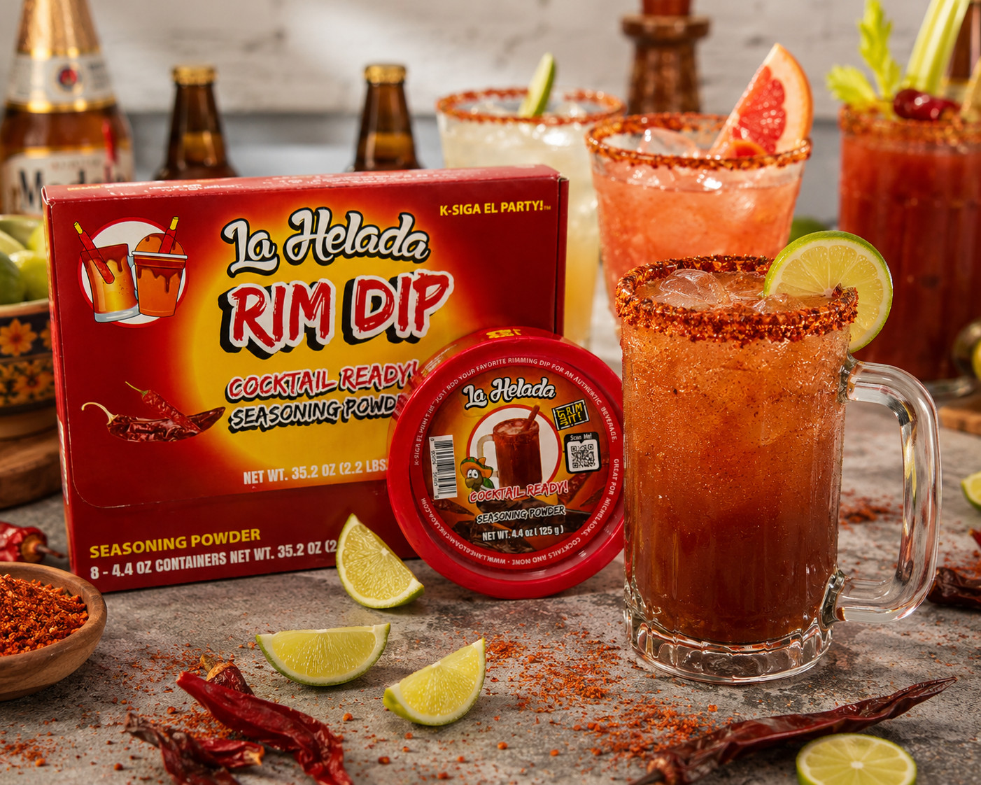 La Helada Rim Dip Michelada Cocktail Rimming Chili Seasoning Powder 4.4oz