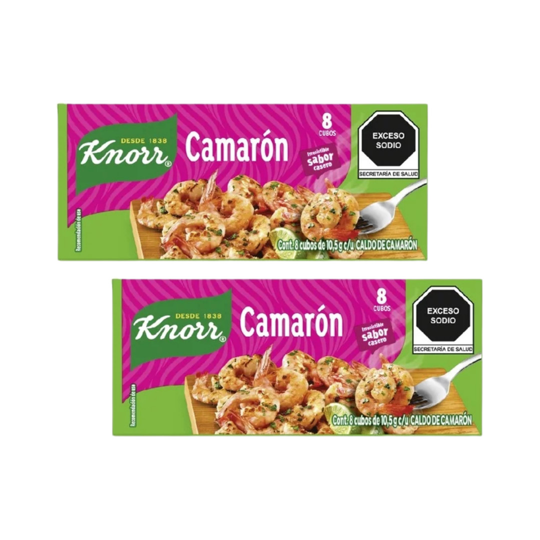 Knorr Shrimp Bouillon Cubes 8 Count Each Mexican Caldo de Camaron 2 Pack