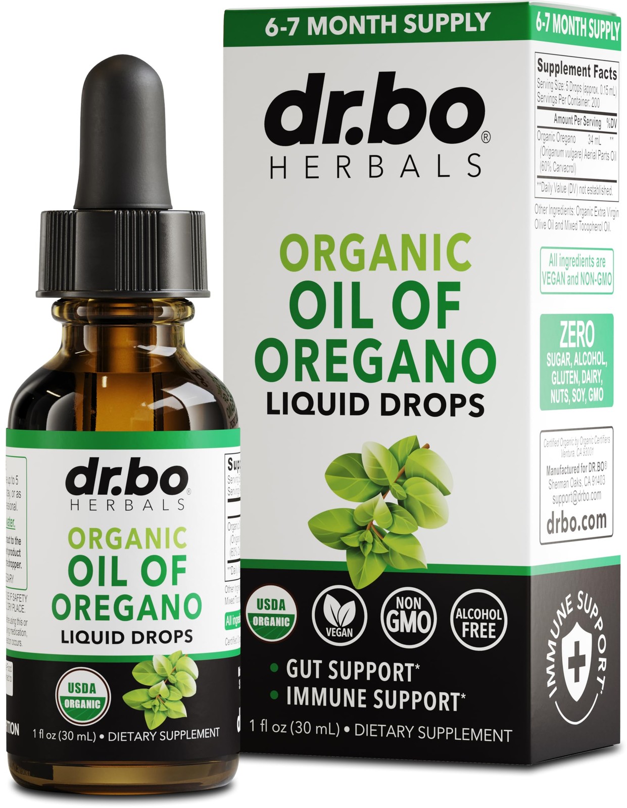 Oregano Oil Organic Liquid Drops – 6 Month Supply 1 Fl Oz (Pack of 1)