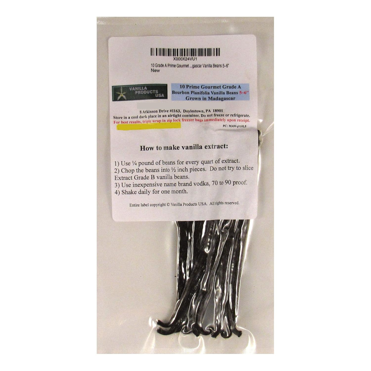 10 Whole Grade a Prime Gourmet Bourbon Madagascar Vanilla Beans 5~6″ by Vanilla