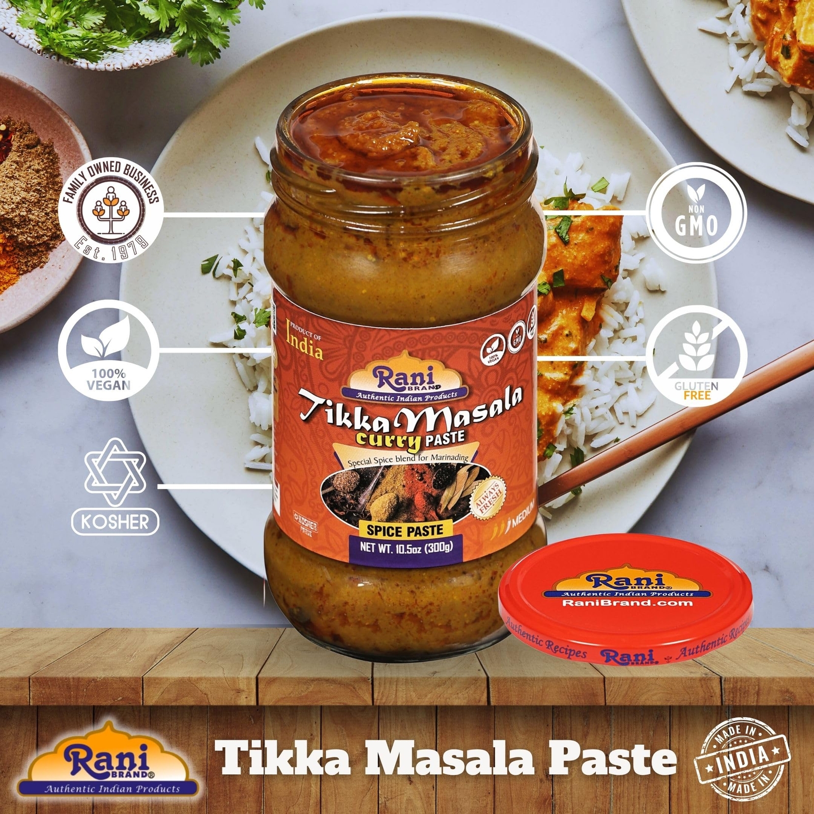 Rani Tikka Masala Cooking Spice Paste 10.5oz (300g) Glass Jar