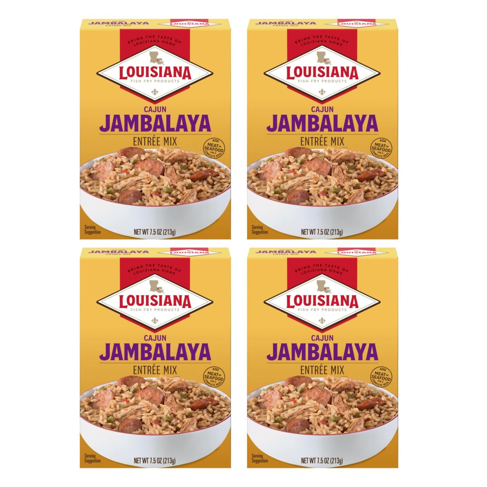 Louisiana Fish Fry Cajun Jambalaya Entree Mix, 7.5 Ounce (Pack of 4)