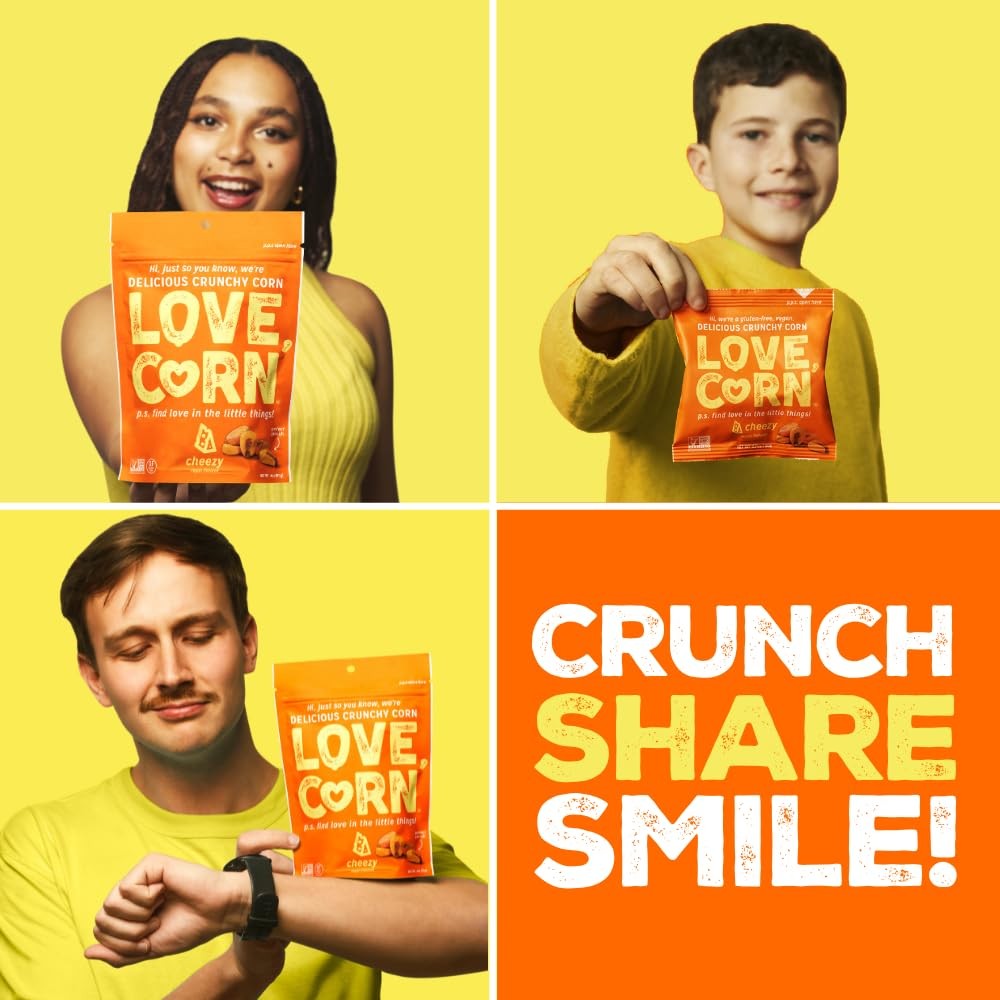 LOVE CORN Cheddar | Delicious Crunchy Corn Snacks | .07oz x 20 Gluten Free, V…