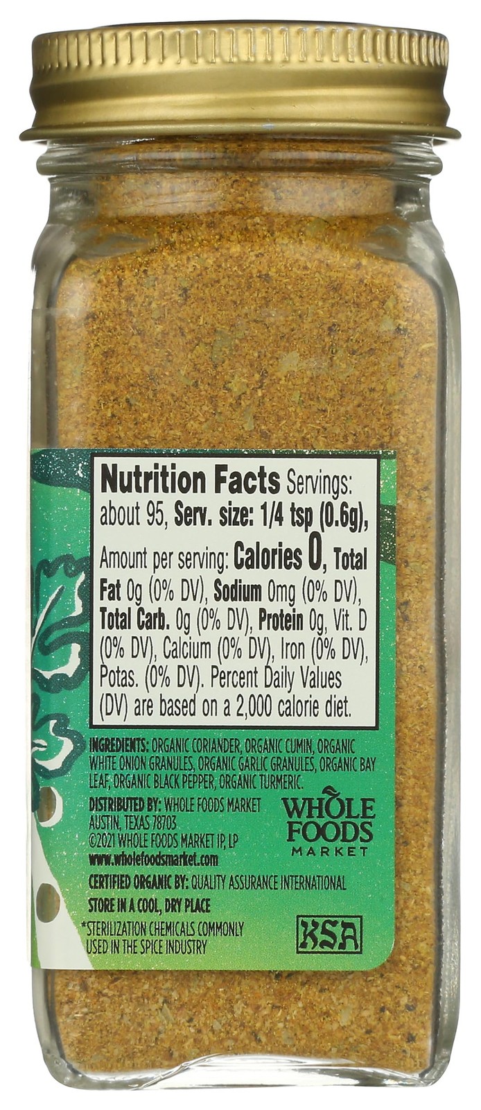 Whole Foods Market, Organic Seasoning, Shawarma No Salt Added, 1.87 Ounce