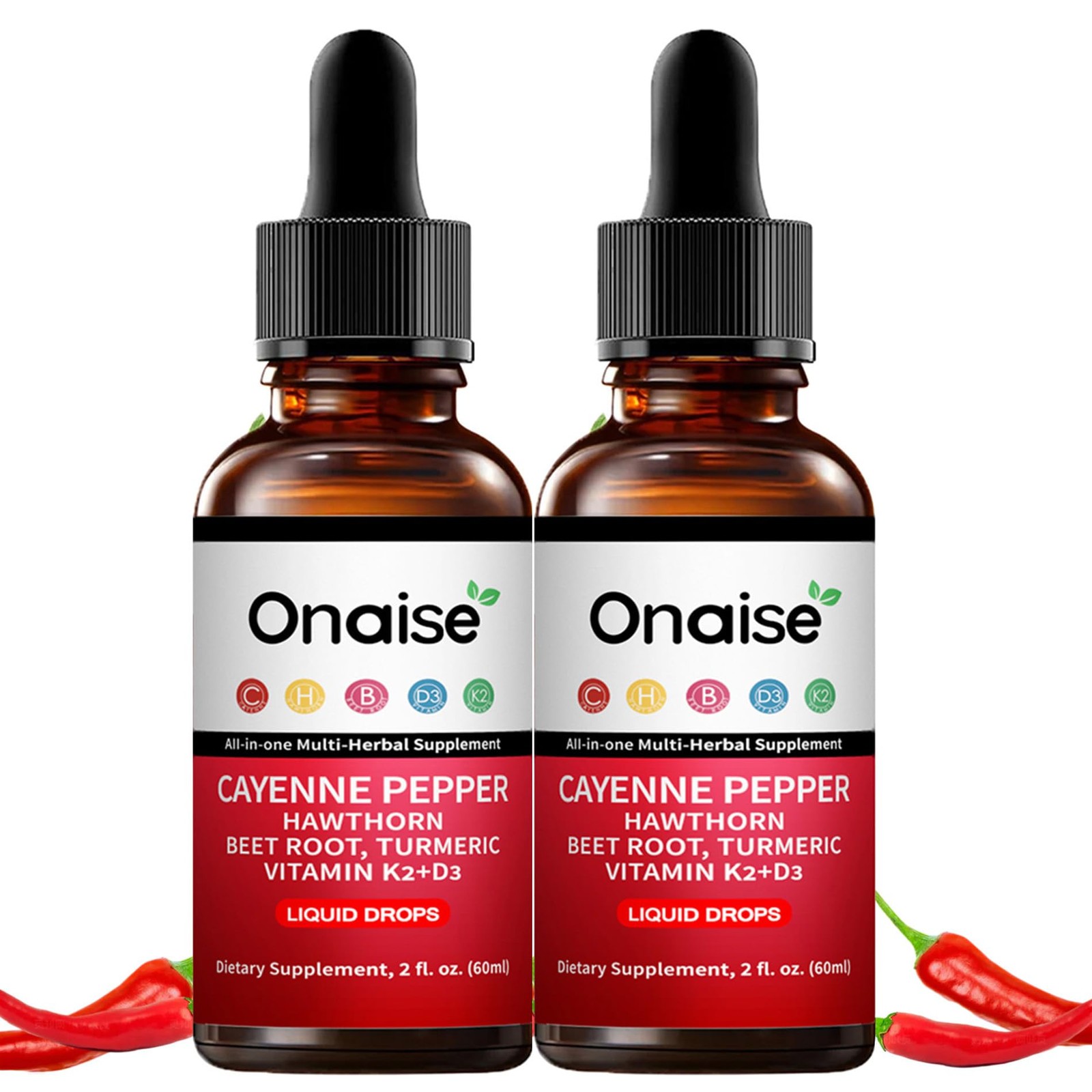 ONAISE Cayenne Drops – Plant-Based Liquid Wellness Blend 2 Fl Oz (Pack of 1)