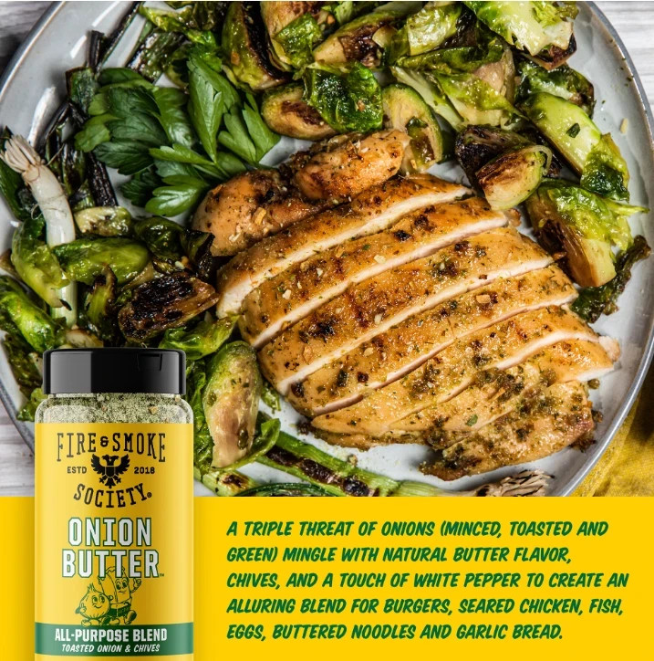 Fire & Smoke Society Onion Butter Seasoning Blend BBQ Rub 9.2 Oz Gluten Free