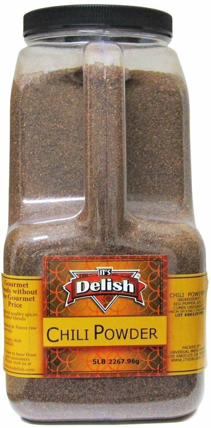 Gourmet Dark Chili Powder Its Delish – 5 LBS Gallon Size Jug with Handle