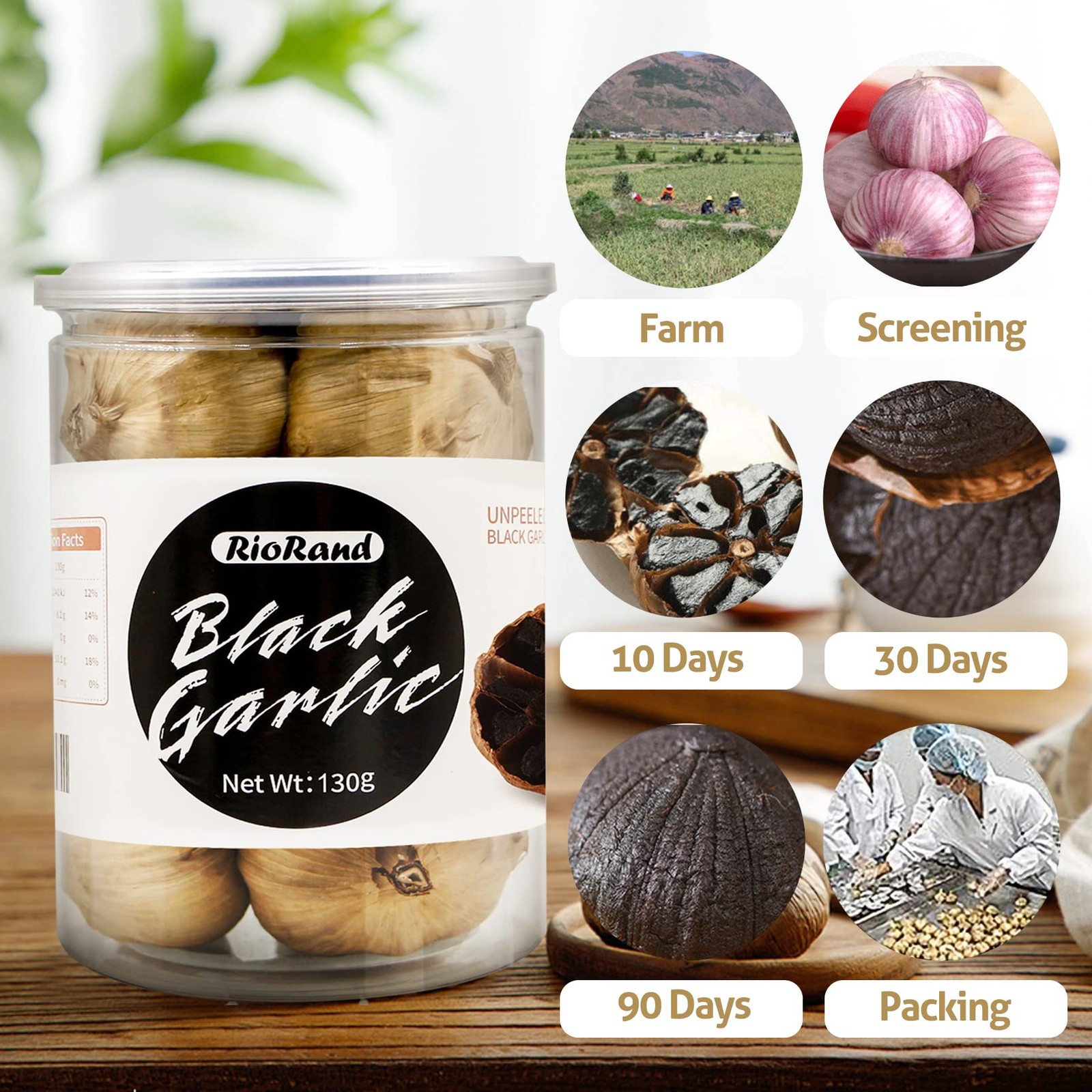 Black Garlic 130g Whole Black Garlic Aged for Full 90 Days Black Garlic Jar 0.28