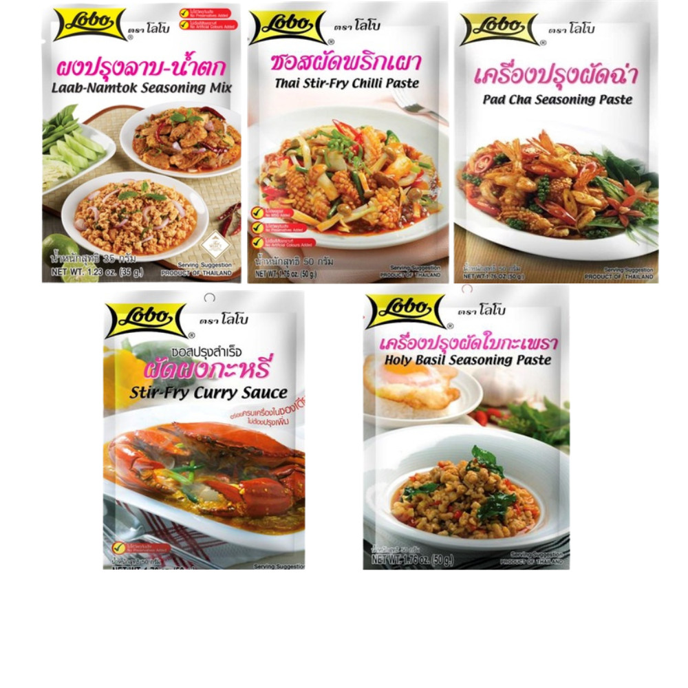 Lobo Thai Seasoning Mix & Cooking Paste Set 10 Packs Assorted Spicy Sauces