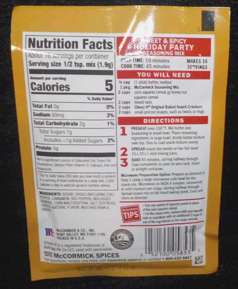 12 pk McCormick SWEET & SPICY Holiday PARTY Seasoning Mix Lmtd Edtn exp 07/2027
