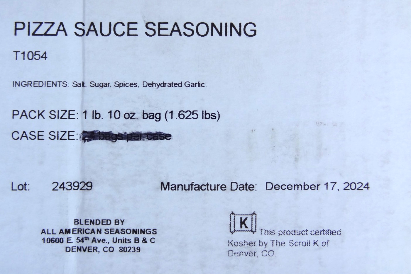 Pizza Sauce Seasoning Kosher ( 1 lb 10 oz ) Blended by All American Seasonings
