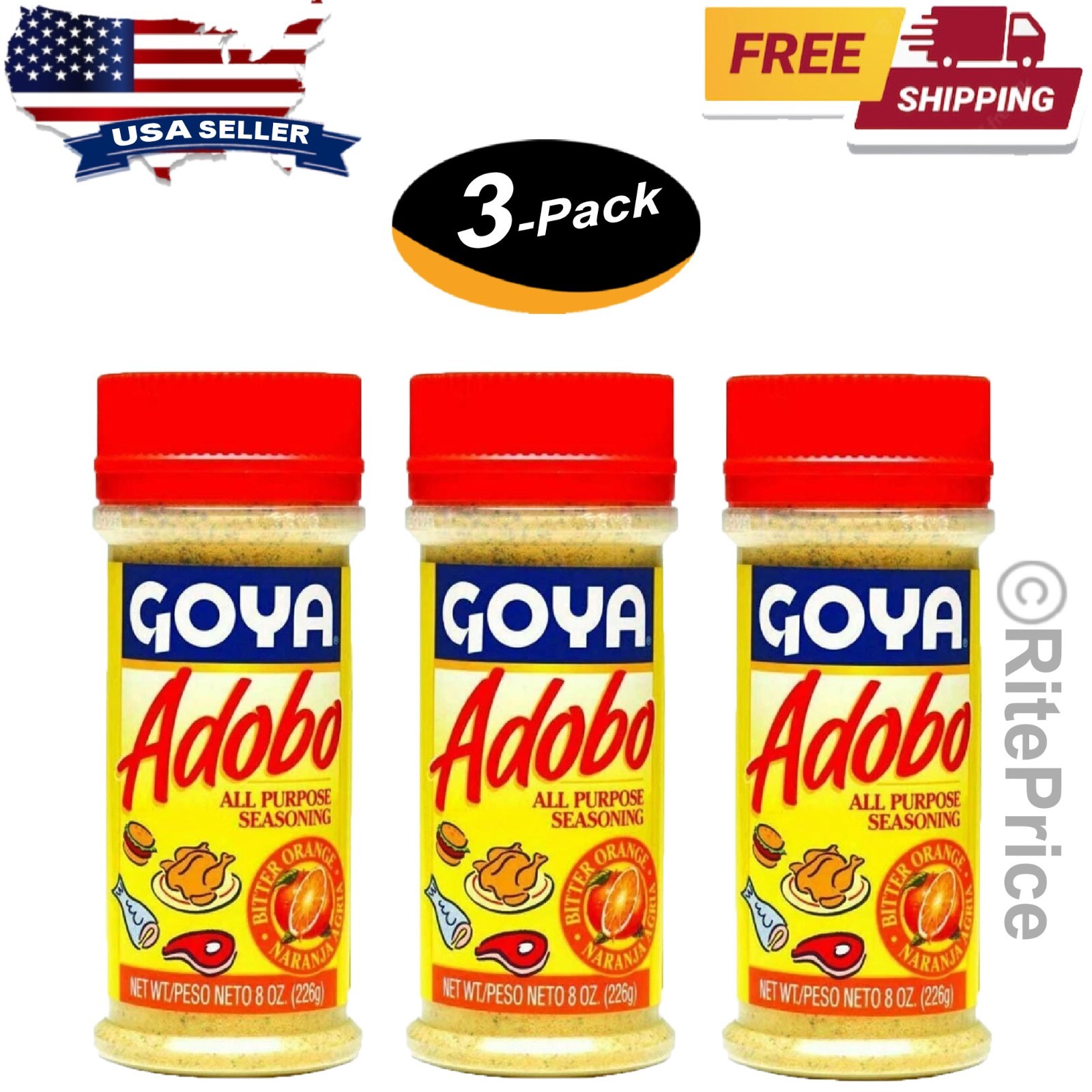 Goya Adobo All Purpose Seasoning with Bitter Orange – 8 oz (Pack of 3) FREE SHIP