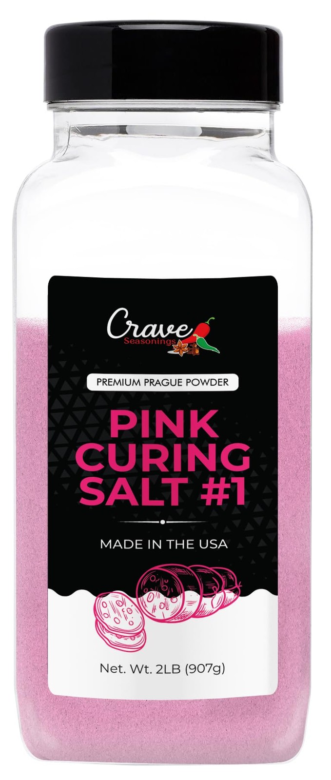 Crave Pink Curing Salt #1 2.0 LB JAR Prague Powder, Instacure #1 Made in USA…