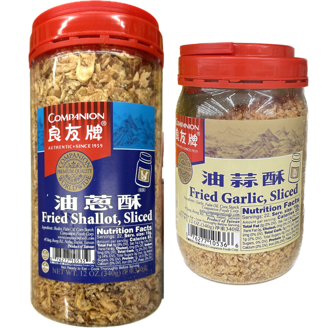 1 PACK – 12oz Companion Fried Garlic OR Fried Shallot, Sliced – Choose Flavor
