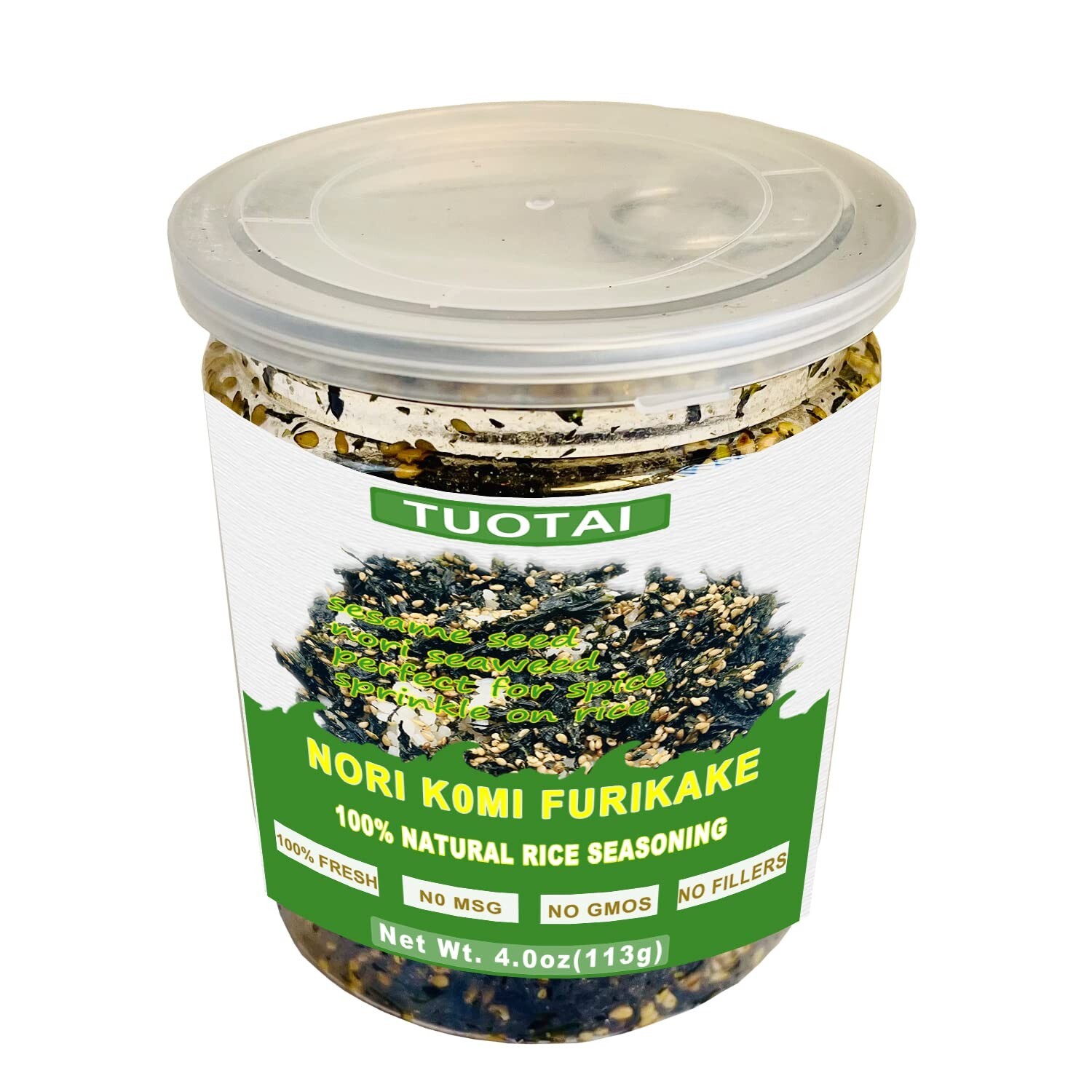 🌿 100% Natural Sesame Nori Flakes – 4.0 oz (113g) Vegan Rice Seasoning