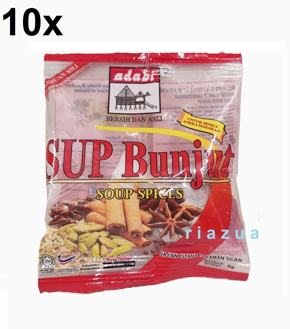 10x Adabi Sup Bunjut Herbs Soup Spices 13g Halal Malaysian Seasoning Special Mix