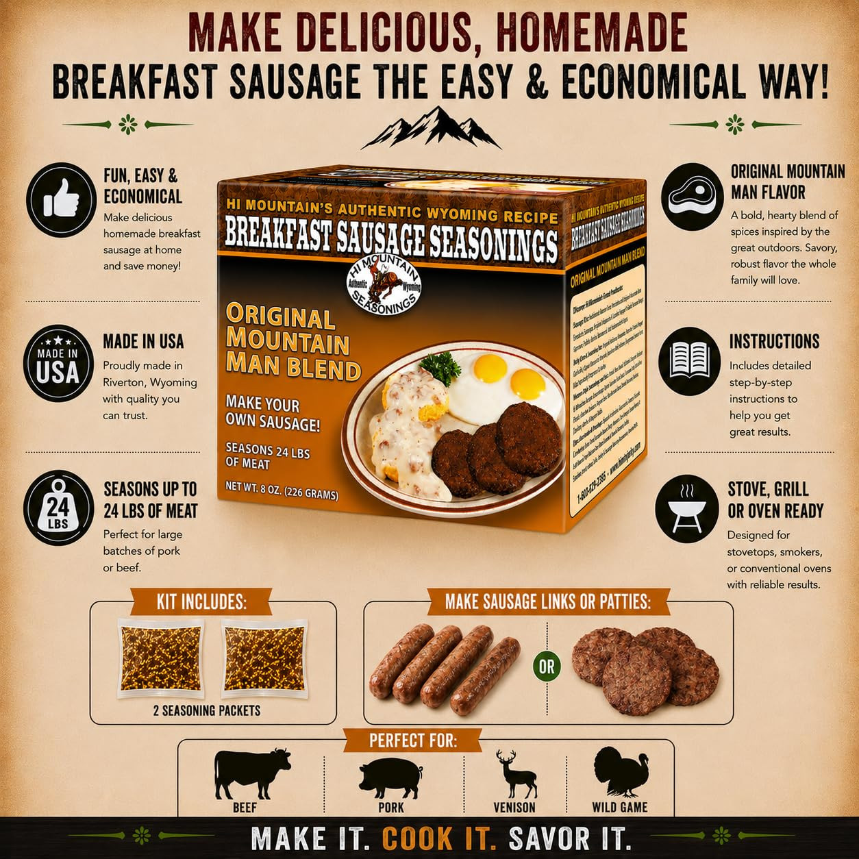 Hi Mountain Breakfast Sausage Seasoning Mix | ORIGINAL MOUNTAIN MAN | Make Homem