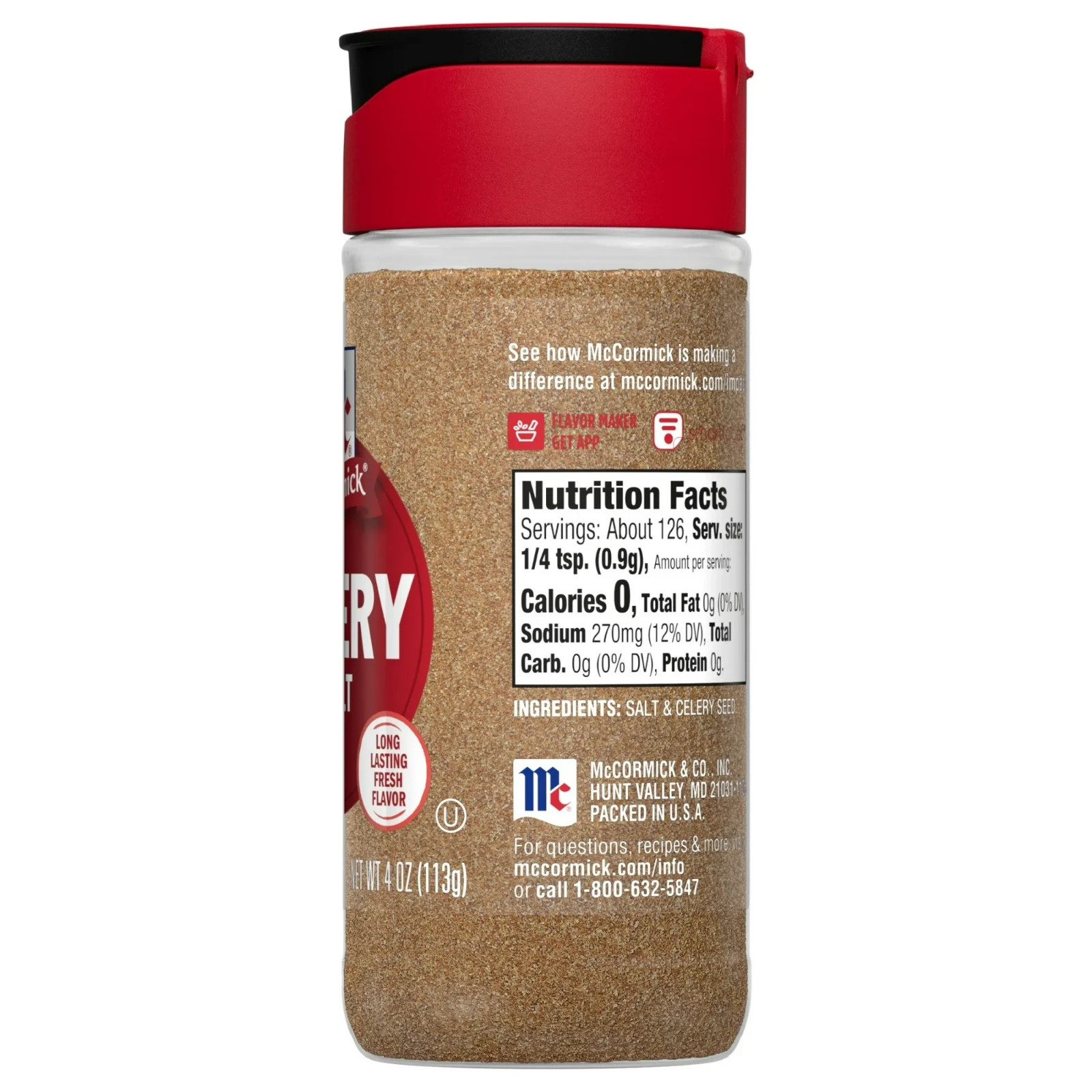 (Pack of 2) MCCORMICK Celery Salt New sealed Container 4 Oz each