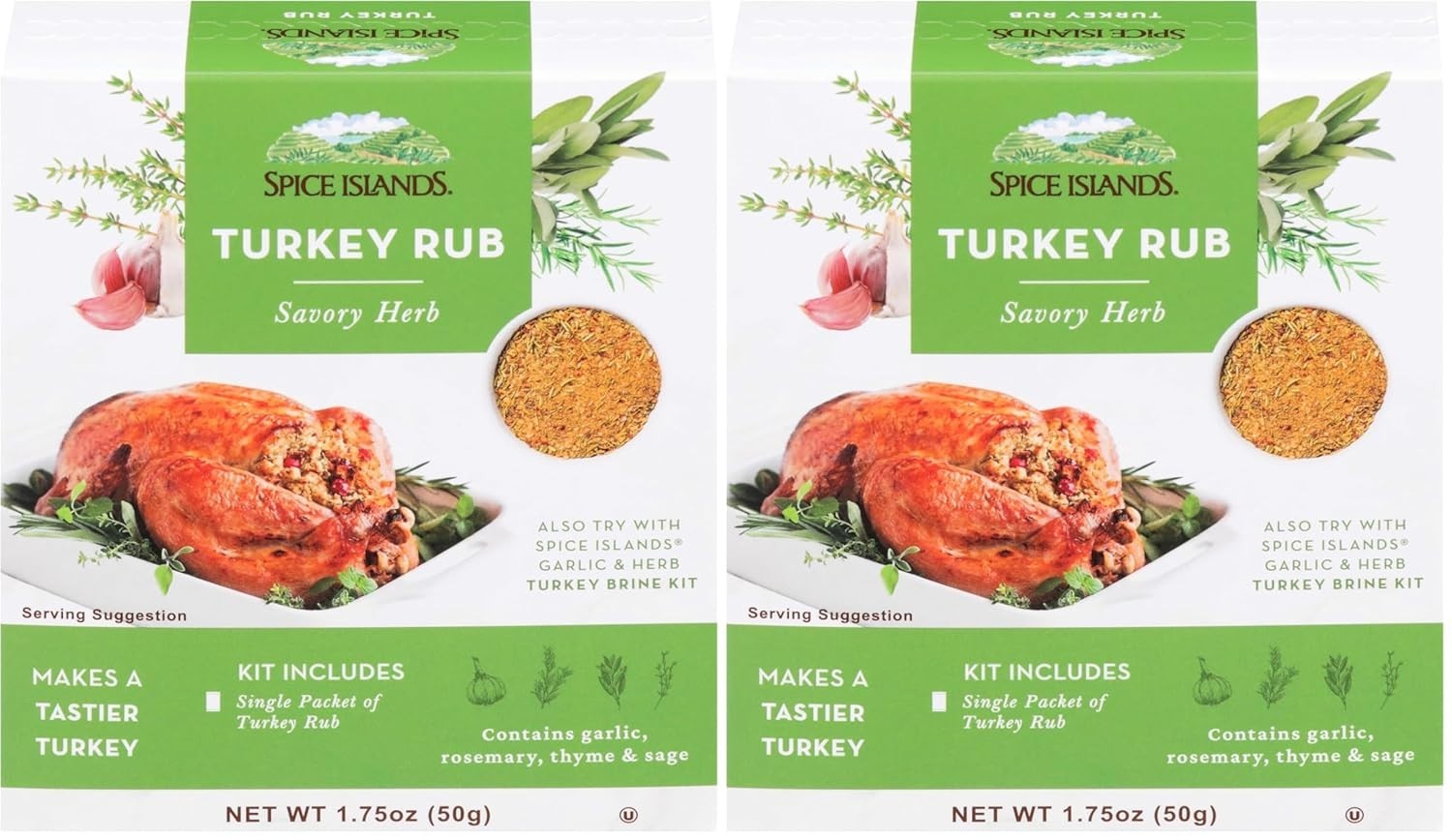 Spice Islands Savory Herb Turkey Rub 1.75 Ounce(pack of 2) exp 2027