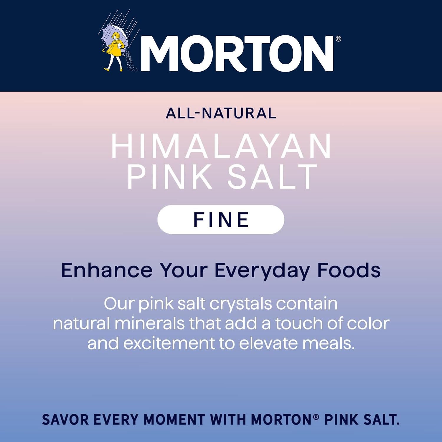 Morton All-Natural Himalayan Pink Salt, Fine, (17.6 17.6 Ounce (Pack of 2)