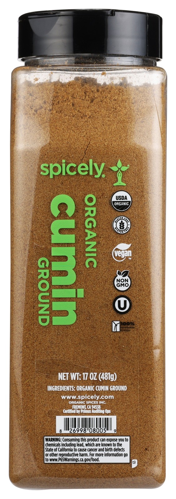 Organic Ground Cumin By Spicely 17 Oz Spices Seed 2 Pack