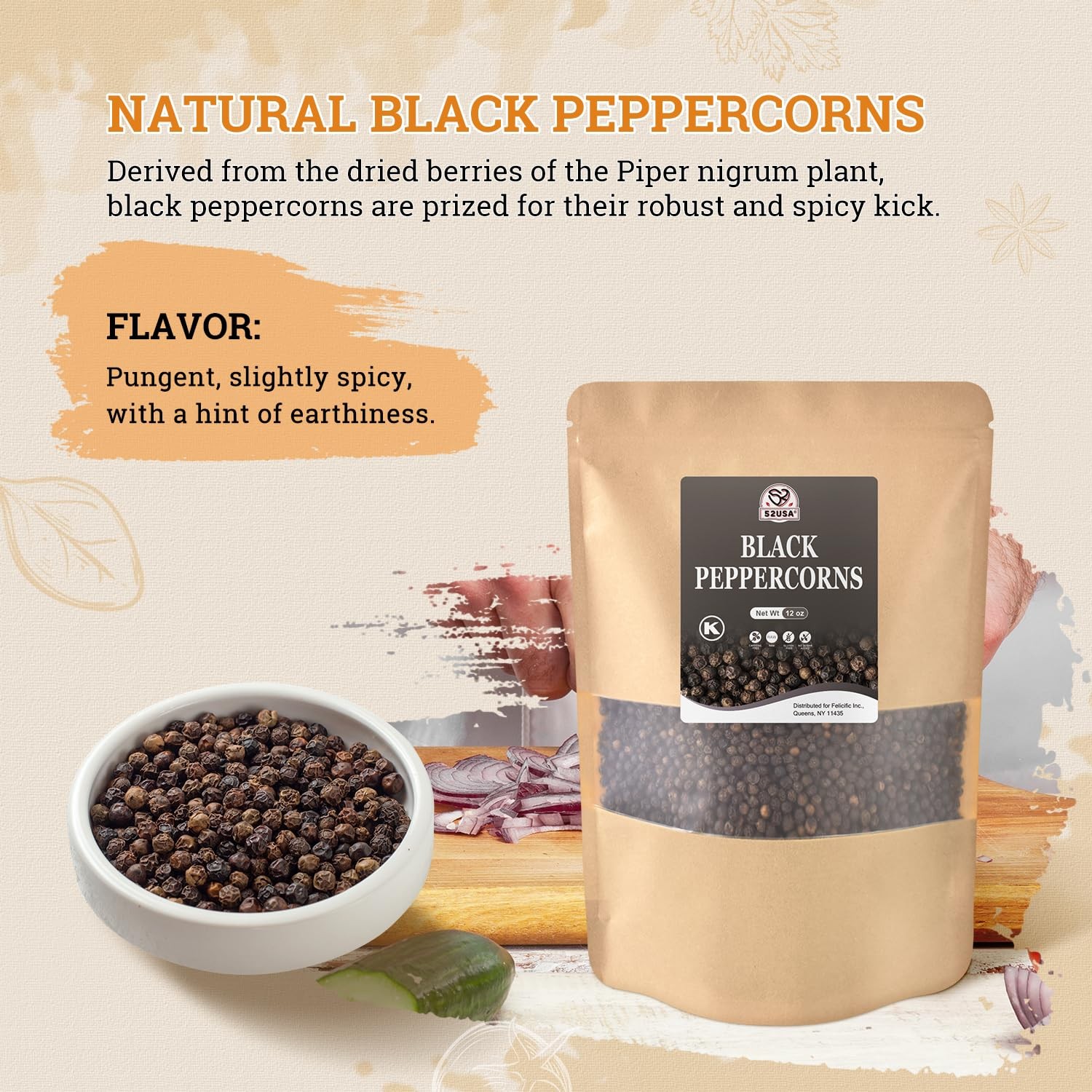 52USA Black Peppercorns 12 oz and Coarse Sea Salt 2 lbs, Salt and Pepper for …