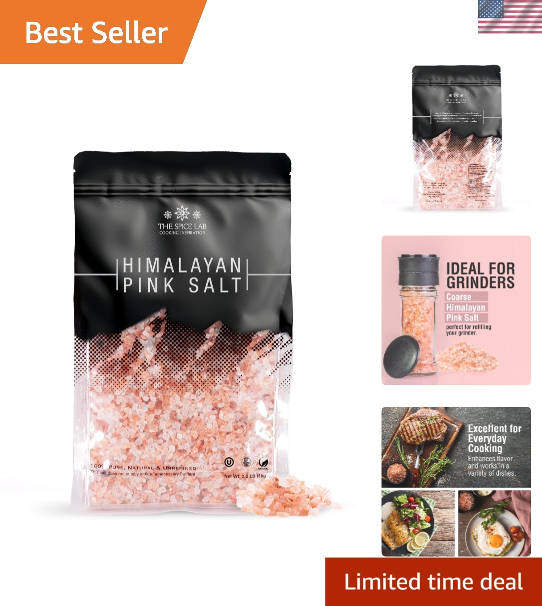 Pure Himalayan Pink Salt – Versatile Coarse Grain for Grinders, 35.7 Ounces