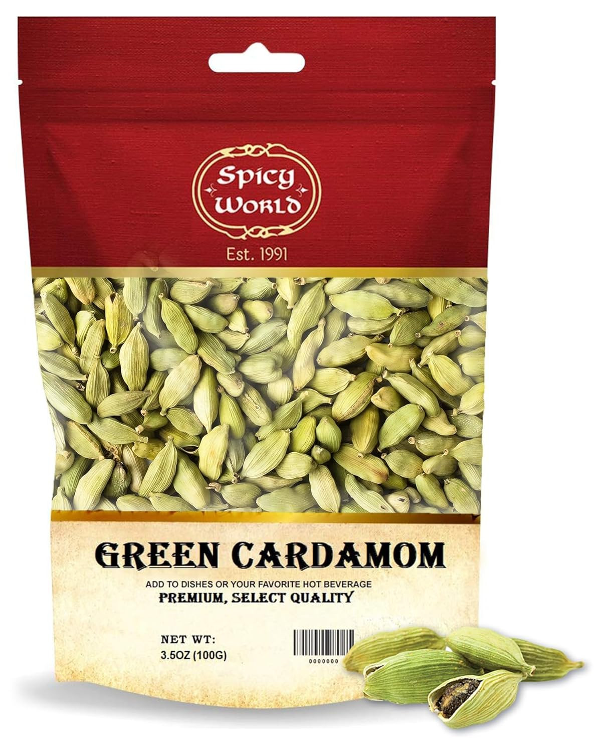 Spicy World Green Cardamom Pods 3.5 Oz – as Seen on Tik Tok – Premium Quality