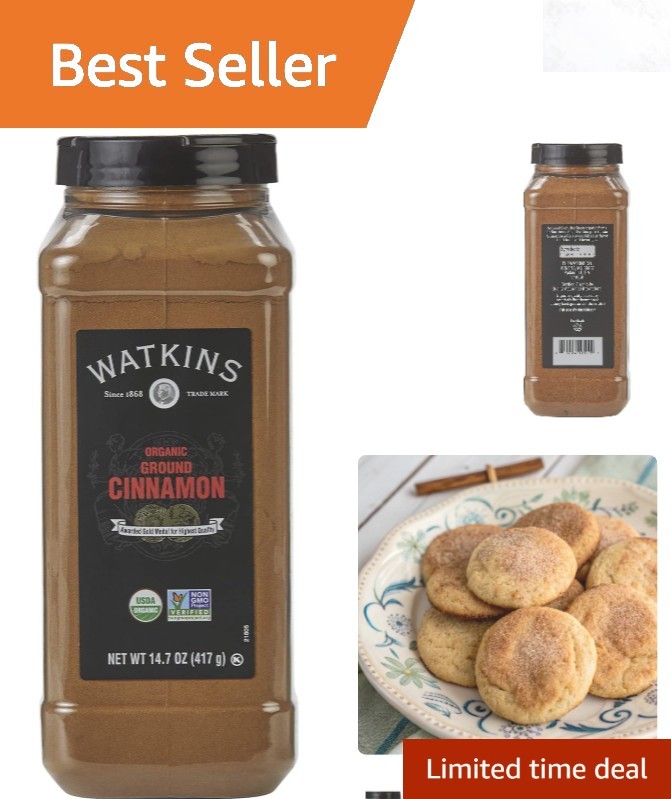 Organic Ground Cinnamon Spice 14.7 oz Bulk Food Service Kosher Non-GMO