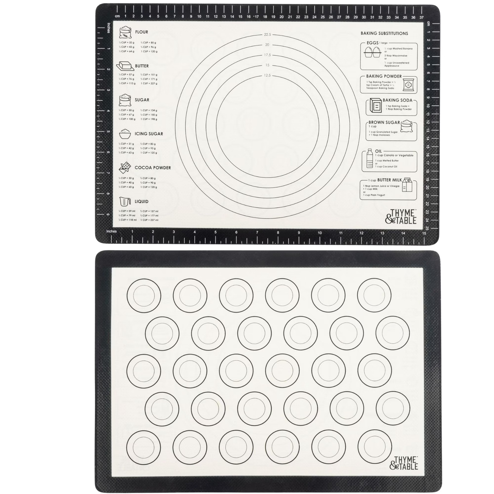 Thyme & Table Double-Sided Easy Clean Silicone Baking Mat with Measurements, 11.
