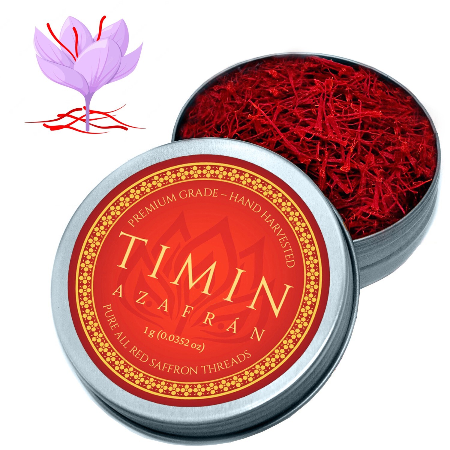 Spanish Saffron 1g Organic Threads Premium All Red, 100% Pure Natural Authentic